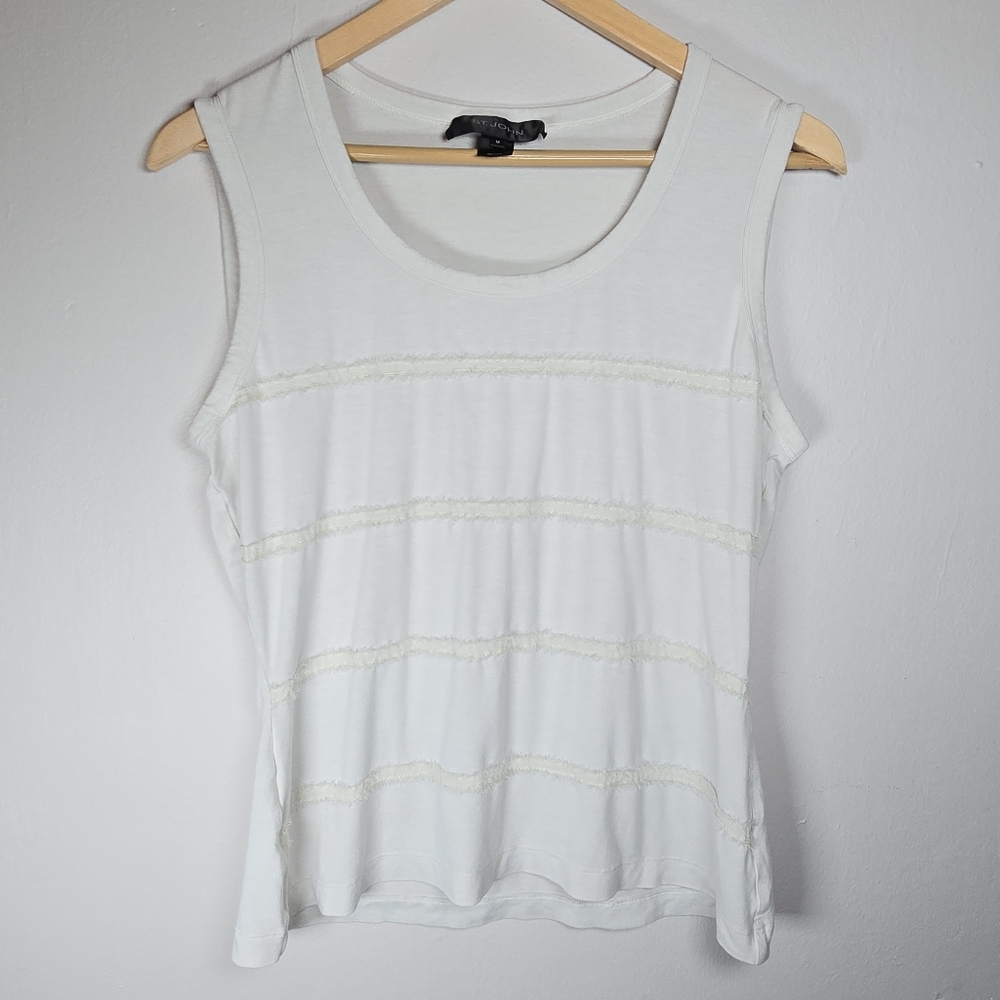 St. John Sleeveless Women's Top Stretch Tank Country Chic Classic Simple Medium